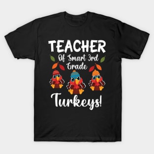 Teacher Of Smart 3rd Grade Turkeys Students Thanksgiving Day T-Shirt